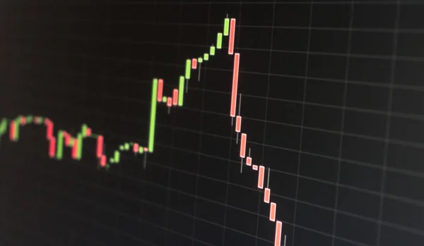 Stock Market Candlestick Chart Showing Sharply Declining Crashing Price Going — Stock Photo, Image