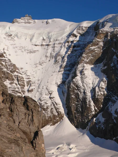 Vista Del Paisaje Montañoso Bajo Famoso Jungfraujoch Los Alpes Suizos —  Fotos de Stock