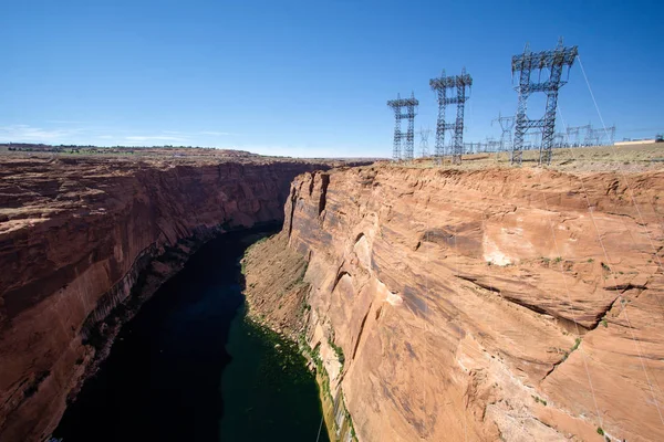 Glen Canyon Colorado Aval Barrage Avec Des Croisements Treillis Des — Photo