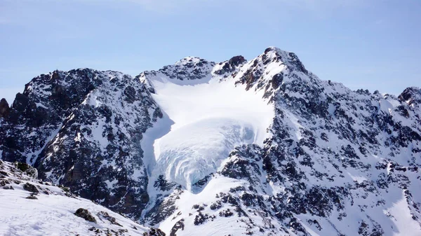 Inverno Paisagem Montanhosa Serra Silvretta Nos Alpes Suíços Entre Scuol — Fotografia de Stock