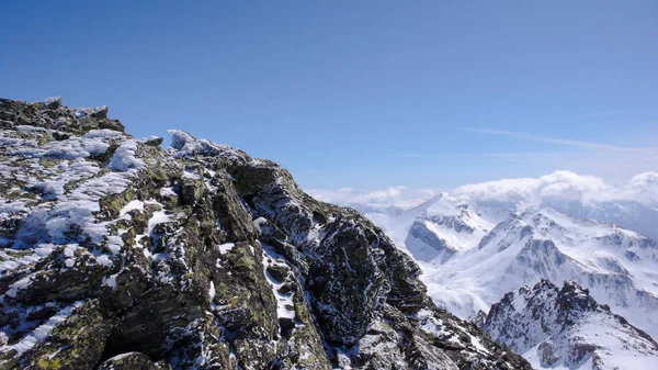 Χειμώνας Ορεινό Τοπίο Στην Περιοχή Silvretta Βουνό Στις Ελβετικές Άλπεις — Φωτογραφία Αρχείου