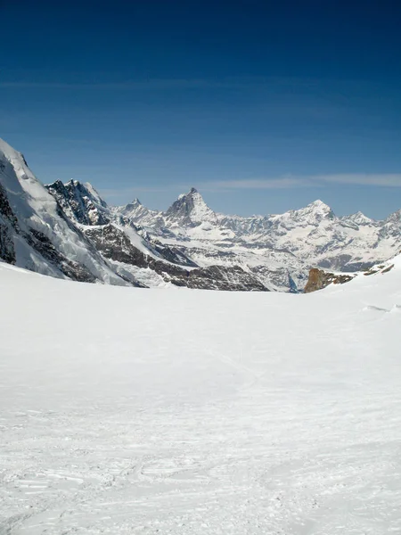 Pohoří Monte Rosa Vrchol Hory Matterhorn Švýcarských Alpách Nad Zermattem — Stock fotografie