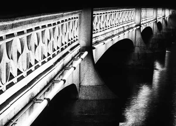 Old Stone Bridge Calm River Night Downtown Zurich Low Key — Stock Photo, Image