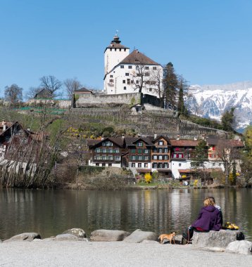 Werdenberg, Sg / İsviçre - 31 Mart 2019: turist zevk bir 