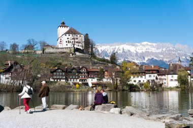 Werdenberg, Sg / İsviçre - 31 Mart 2019: turist zevk bir 
