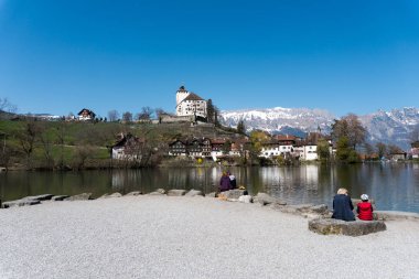 Werdenberg, Sg / İsviçre - 31 Mart 2019: turist zevk bir 