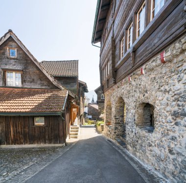 Werdenberg, Sg / İsviçre - 31 Mart 2019: Werdenberg villag