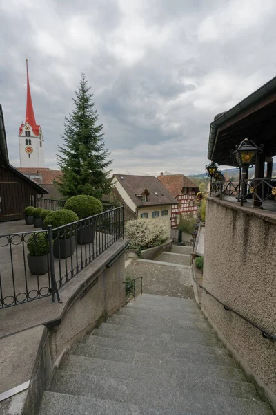 Vue sur la vieille ville historique de Bremgarten — Photo