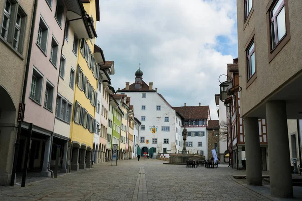 Wil, SG / Suiza - 8 de abril de 2019: vista del casco antiguo histórico —  Fotos de Stock