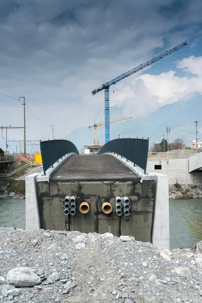 Landquart, GR / Suíça - 13 de abril de 2019: canteiro de obras para — Fotografia de Stock