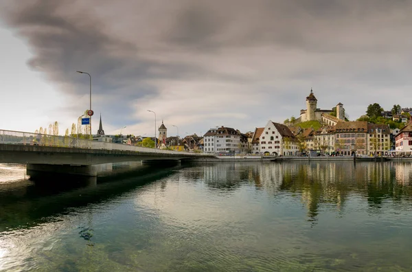 Pemandangan kota Schaffhausen di timur laut Swiss — Stok Foto