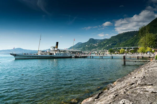 Villeneuve, VD / Switzerland - 31 May 2019: historic steamship" — Stock Photo, Image
