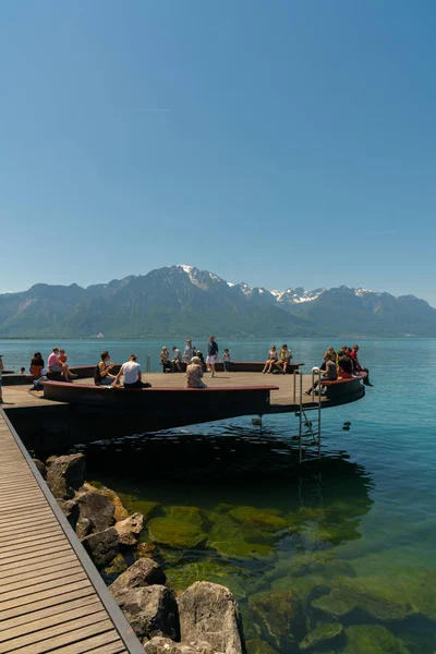 Montreux, VD / Switzerland - 31 May 2019: people enjoying the vi — Stock Photo, Image