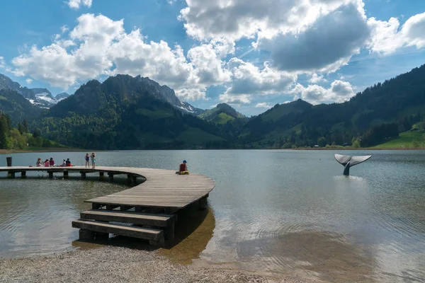 Schwarzsee, FR / Switzerland - 1 June 2019: tourist people enjoy