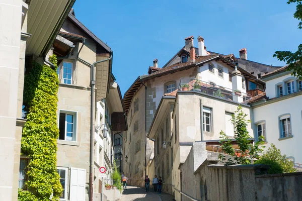 Fribourg, FR / Switzerland - 30 May 2019: histoirc cobblestone s — Stock Photo, Image