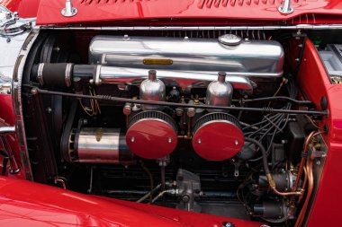 det bir 1938 Jaguar Ss 100 eski zamanlayıcı spor araba motor bloğu