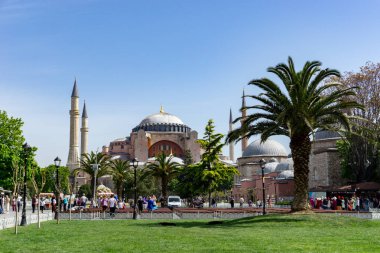  birçok turist ziyaret ve ünlü AyaSofya landm fotoğraf
