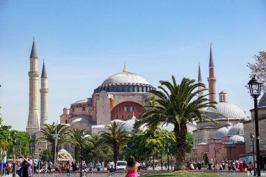  birçok turist ziyaret ve ünlü AyaSofya landm fotoğraf