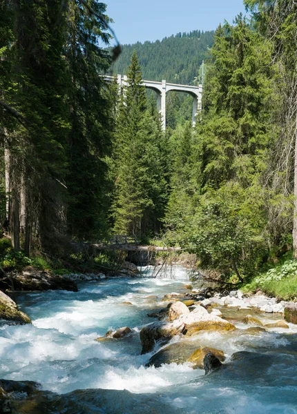 A Langwies viadukt a svájci hegyekben, az Arosa közelében — Stock Fotó