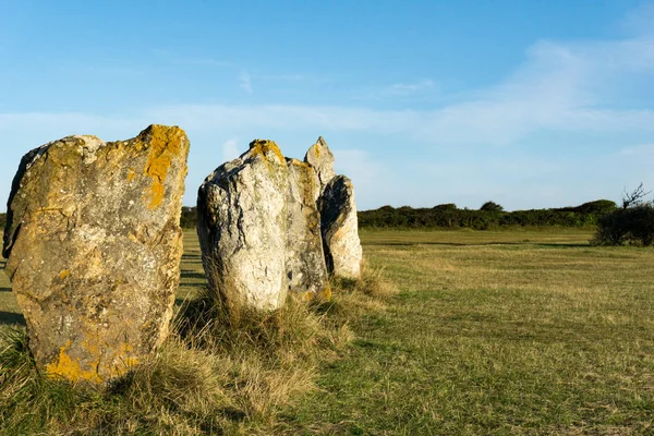 Les alignements de pierre debout de Lagatjar en Bretagne en m doux — Photo