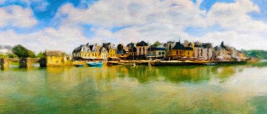 Br eski şehir ve Auray nehri panorama cityscape görünümü