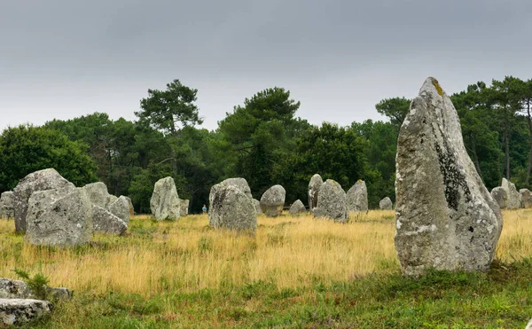 Os alinhamentos de pedra em pé de Carnac na Bretanha — Fotografia de Stock