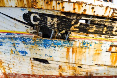 eski bir ahşap balık kırık ve kırık gövde yakın görünümü