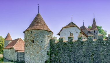 12. yüzyıldan kalma İsviçre'deki Hallwyl su kalesi