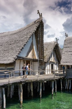 Unteruhldingen, BW / Almanya - 20 Haziran 2020: Unteruhldigen Gölü 'ndeki Yığın Çiftçi Müzesi