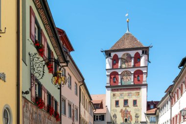 Wangen I.A., BW / Almanya - 24 Haziran 2020: Allgau 'daki tarihi eski Wangen kasabasının manzarası