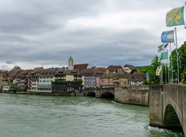 Rheinfelden Svizzera Luglio 2020 Storica Città Vecchia Fronte Fiume Rheinfelden — Foto Stock