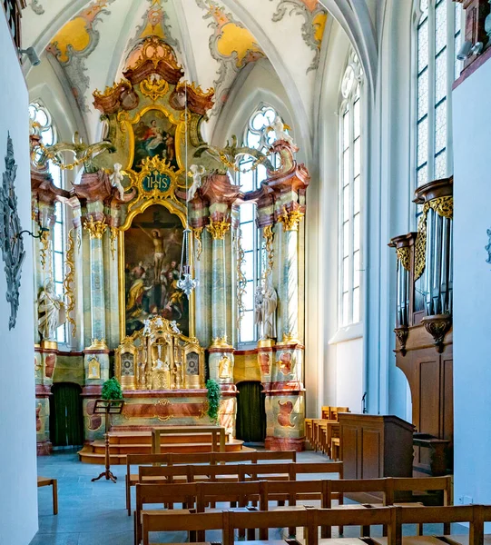 Laufenburg Svájc 2020 Július Szent Johann Templom Belseje Laufenburgban Főoltárral — Stock Fotó