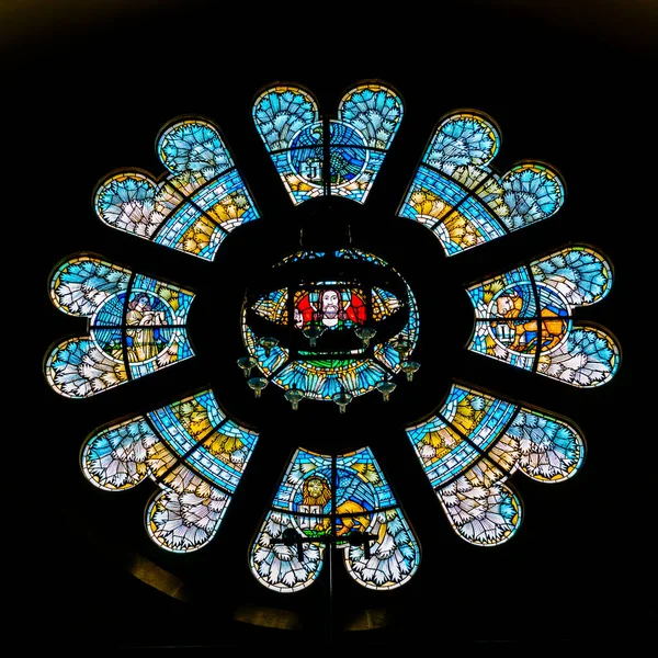Bazel Zwitserland Juli 2020 Zicht Een Glas Loodraam Historische Pauluskirche — Stockfoto