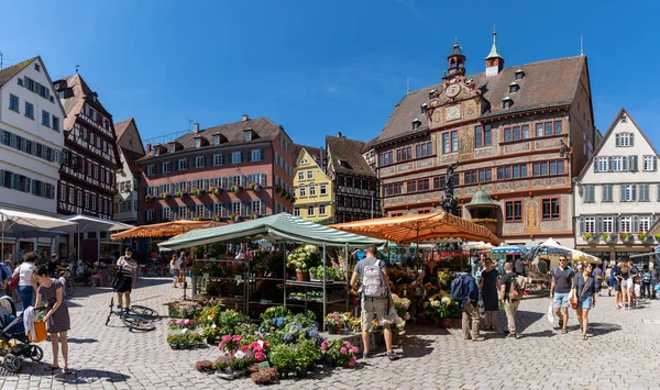 Tübingen Deutschland Juli 2020 Markttag Auf Dem Marktplatz Historischen Tübingen — Stockfoto