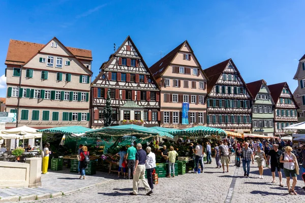 Tübingen Deutschland Juli 2020 Markttag Auf Dem Marktplatz Historischen Tübingen — Stockfoto