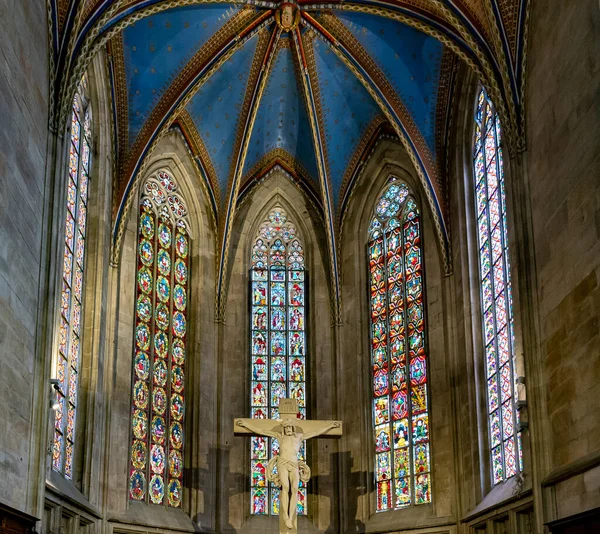 Esslingen Alemanha Julho 2020 Vista Interior Altar Coro Igreja Fraunenkirche — Fotografia de Stock