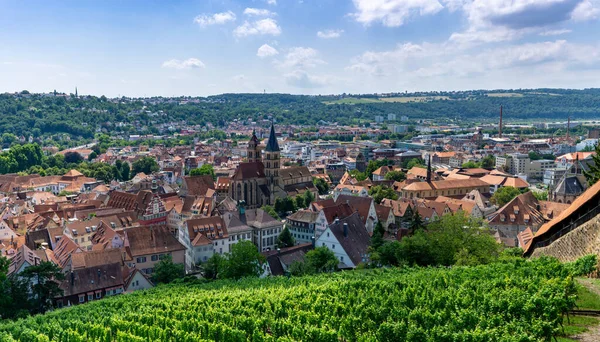 Uma Vista Alta Anlge Cidade Velha Bonita Esslingen Neckar — Fotografia de Stock