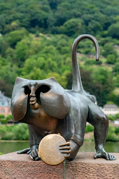 Widok Słynnej Małpy Heidelberg Bridge — Zdjęcie stockowe