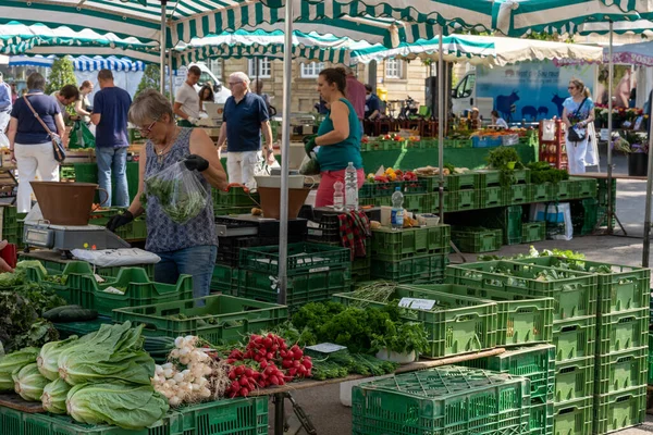 Esslingen Juli 2020 Auf Dem Wochenmarkt Auf Dem Marktplatz Esslingen — Stockfoto