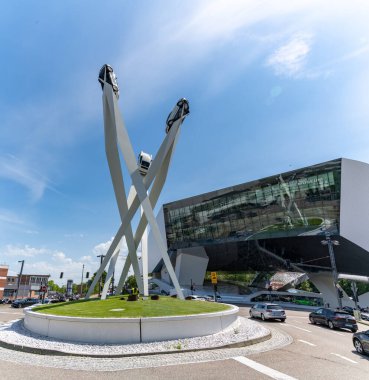 Stuttgart-Zuffenhausen, BW / Almanya - 22 Temmuz 2020: Stuttgart 'taki Porsche Müzesi