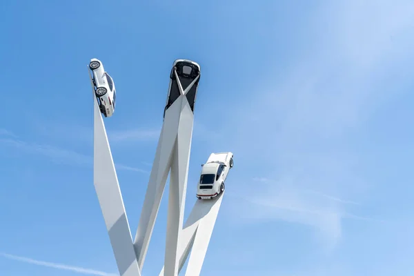 Stoccarda Zuffenhausen Germania Luglio 2020 Veduta Della Statua Porsche Con — Foto Stock