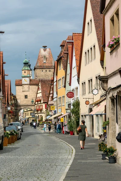 Rothenburg Der Tauber Bayern Juli 2020 Touristen Genießen Den Besuch — Stockfoto