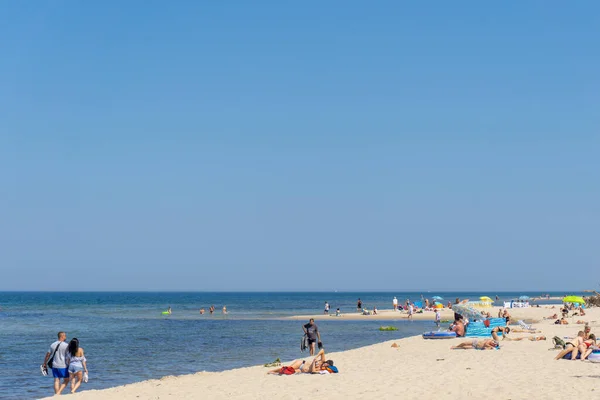 Медзыздрое Польша Августа 2020 Года Люди Наслаждаются Днем Пляже Волинском — стоковое фото