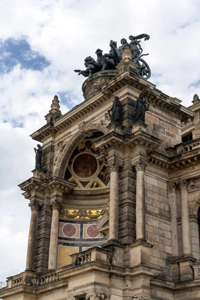 Dresden Saxônia Alemanha Setembro 2020 Edifício Semperoper Dresden Com Close — Fotografia de Stock