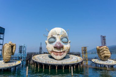 Bregenz / Avusturya - 19 Eylül 2020: Bregenz 'deki Açık Hava Tiyatrosu Verdi' nin Rigoletto Operası Sahnesi