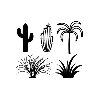 Beyaz arkaplanda kaktüs simgesi ayarlandı