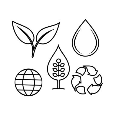 Ekoloji ikonları ayarlandı. vektör illüstrasyonu