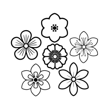 Çiçek ikonu seti. vektör illüstrasyonu