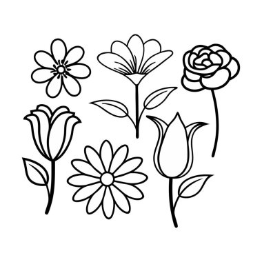 el çizimi vektör çiziminin çiçek kümesi