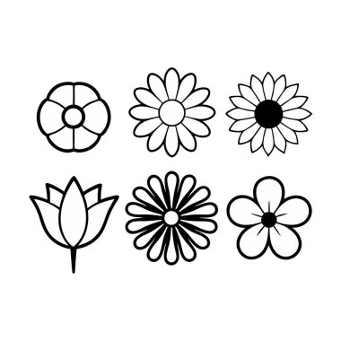 Çiçek Icon Set, vektör çizim